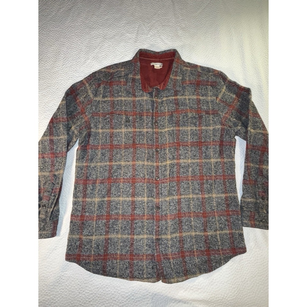 Carbon 2 Cobalt Shirt Mens XL Gray Red Plaid Long Sleeve Button Up Soft